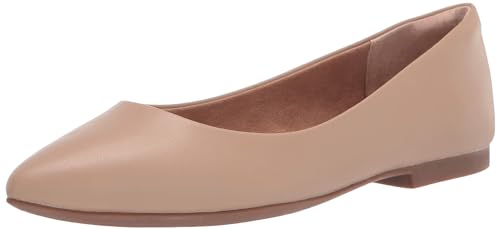 Amazon Essentials Bailarinas con Puntera en Pico Mujer, Beige Cuero de Imitación, 35 EU