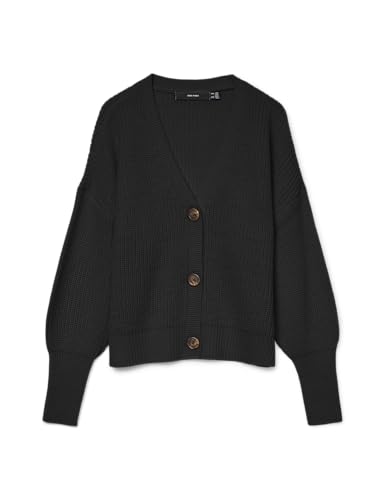 Vero Moda Vmlea Ls V-neck Cuff Cardigan Noos Cardigan, Negro, M Mujer