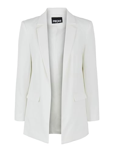 PIECES Pcbozzy Ls Loose Blazer Noos Bc, Blazer Mujer, Blanco (Cloud Dancer), S