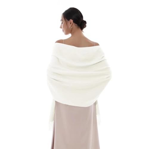 RIIQIICHY Bufandas para Mujer Invierno Chal Fiesta Estolas para Bodas Pasminas Grandes Marfil Pa&ntilde;uelos...