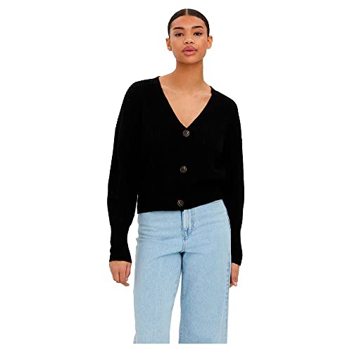 Vero Moda Vmlea Ls V-neck Cuff Cardigan Noos Cardigan, Negro, S Mujer