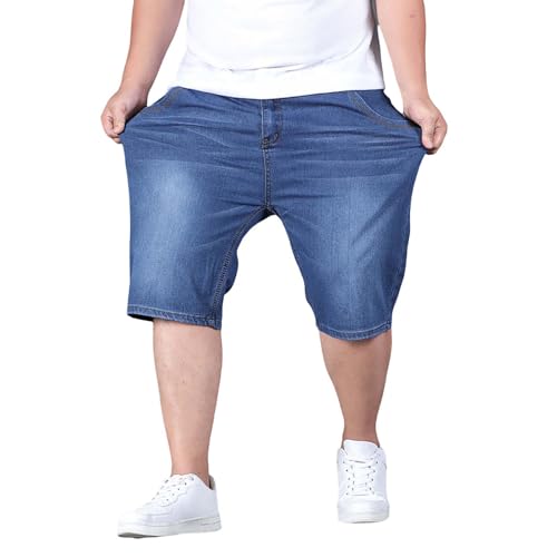Pantalones Cortos Hombre Vaqueros Anchos, Moda Jeans Casual Talla Grande Mezclilla Shorts Roto Algod&oacute;n...