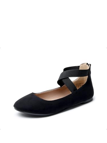 DREAM PAIRS Bailarinas Mujer Zapatos Planos Comodo Ballet Flats con Correa de Tobillo Negro...