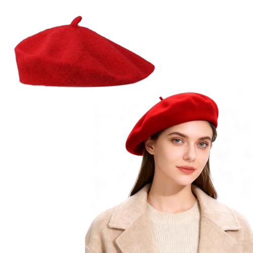 JYNXOR Boina Mujer Francesa, Boina Parisina, Beret Hat De Lana, Boinas De Pintor Disfraz, Chapela Vasca...