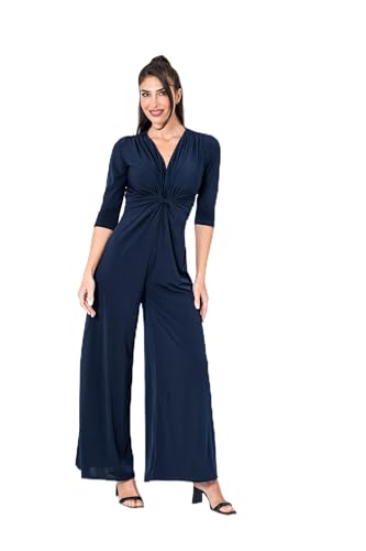 Julie d&rsquo;Orleac Mono Mujer Elegante Palazzo &ndash; Mono Largo Mujer Escote Pico con Nudo Bajo el Pecho...