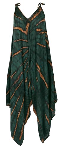 GURU SHOP Boho Batik - Mono de verano para mujer, verde oscuro, 42