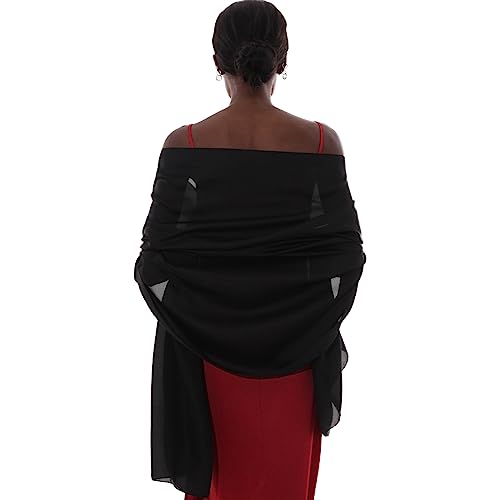 PIOYMEYA Chal Negro Mujer Fiesta Estola Foulard Fular Boda Ligero Pashmina Bufanda Pa&ntilde;uelos para Vestido...