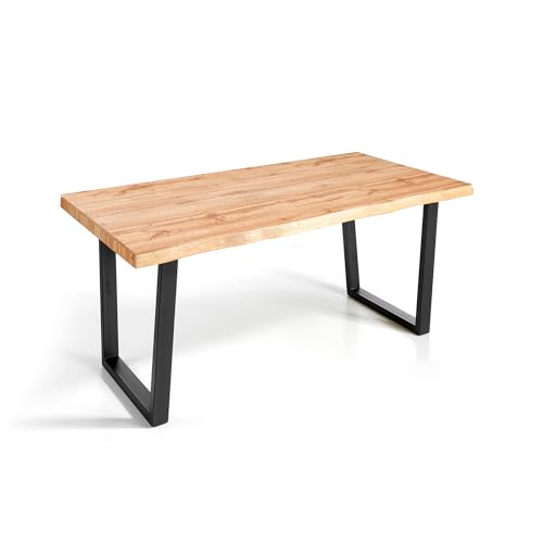 MOMMA HOME Mesa Comedor Madera - Mesa Salon Rustica, Mesa Comedor Patas Met&aacute;licas/Hierro Negro, Mesa...