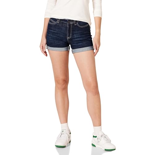 Amazon Essentials Pantalones Cortos Vaqueros de Corte Ajustado y Tiro Medio de 10,2cm Mujer, Lavado...