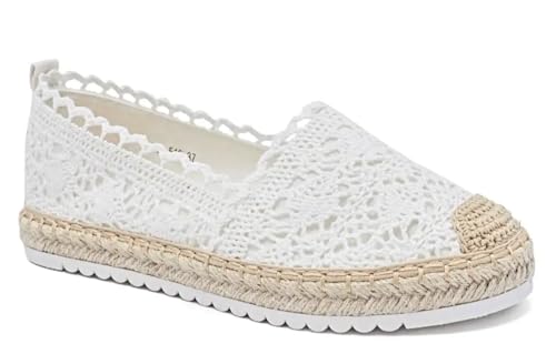 Miro Boho Chic Cu&ntilde;as Alpargatas Mujer (Blanca Cerradas 36)