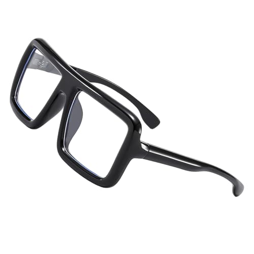 wilcractk Cuadrados De Montura Grande Negro Gafas De Luz Azul Sin Graduar Estilo Oversize Para Hombre...