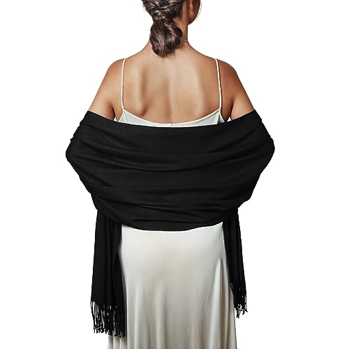 PIOYMEYA Pa&ntilde;uelos Chal Bufanda Mujer Pashmina Negro Estolas Bodas Chale Fiesta S&oacute;lido Fulares Foulard...