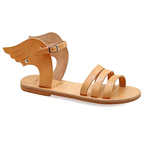 Emmanuela - Sandalias de cuero griego antiguo con correa de hebilla ajustable, zapatos de verano hechos a...