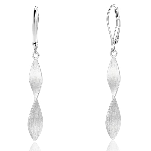 VYZUTR 1 Par Pendientes Mujer Plata Largos espirales, Hipoalerg&eacute;nicos Boho Pendientes Gota Agua...