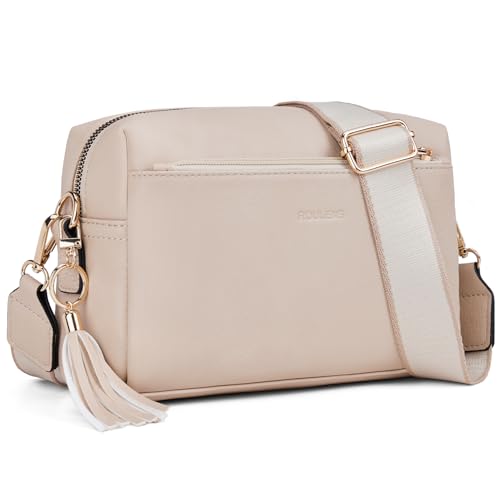 Roulens Bolsos Bandolera Para Mujer con 3 Compartimentos Grandes,Cuero PU Bolso de Hombro Peque&ntilde;a de...