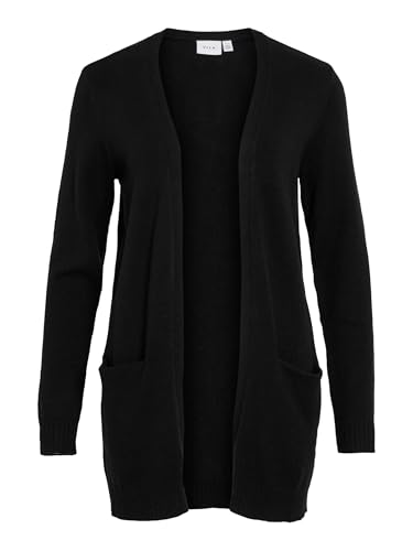 Vila Clothes Viril L/s Open Knit Cardigan-Noos, Chaqueta Punto Mujer, Negro (Black), 40 (Talla del...
