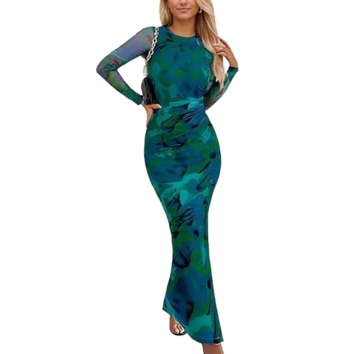 EMOTTOS Mujer Estampado Floral Maxi Vestido, Boho Split Bottom Vestido Largo, Damas Slim Fit Ruched...