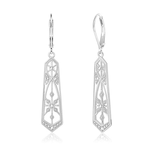ALEXCRAFT Pendientes Largos Plata 925 Mujer, Pendientes Colgantes Filigrana Vintage Boho con Circonita,...