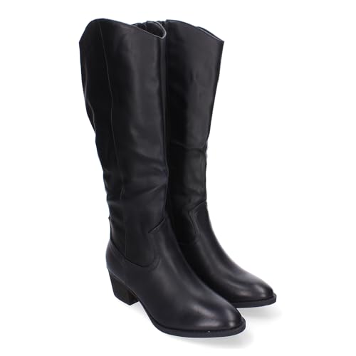 86834 Botas de Tacon para Mujer, Comodas y Elegantes, Puntera Redonda y Cierre de Cremallera Lateral....