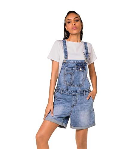 Nina Carter S511 - Mono corto para mujer, estilo vaquero, estilo vaquero, aspecto desgastado, Azul...