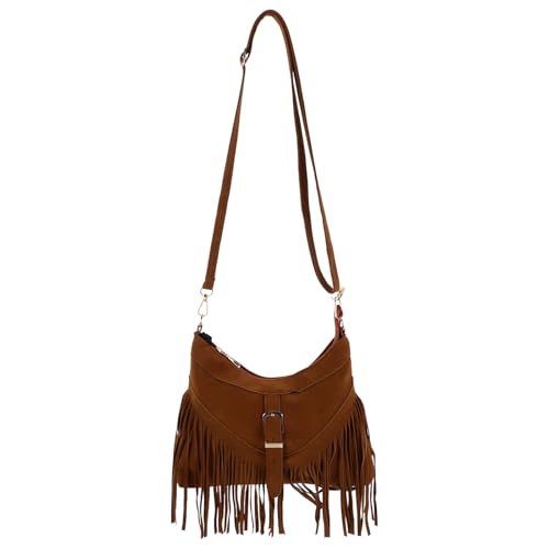 HORIALENCE Bolso boho con flecos - Bolso bandolera cl&aacute;sico con borlas para mujer - de hombro estilo...