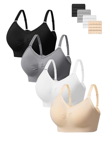 HBselect 4Pcs Sujetador sin Aros para Mujer C&oacute;modo Bralette Mujer sin Costuras, Bralette Confeccionado...