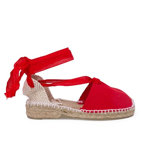 Pisamonas Alpargatas Valencianas Ni&ntilde;as Lisas Talla 40 Color Rojo