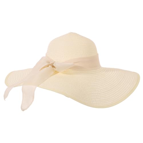 LY4U Sombrero de Paja para Mujer, Sombrero de Sol de Verano UPF 50, Sombrero de Playa de ala Ancha,...