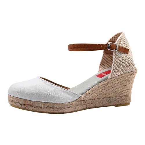 PASARELA - Sandalias de Esparto/Yute Alpargata 5 Cuerdas Cu&ntilde;a Plata Mujer Lona Mujer Color: Plata Talla:...