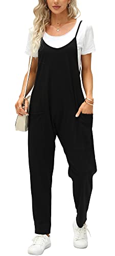 Ebifin Peto para mujer, pantalones de trabajo de verano, sueltos, mono sin mangas, con bolsillos...