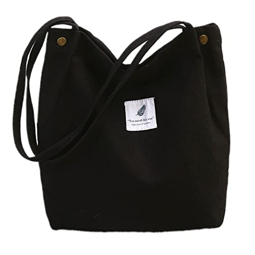 oukesin Bolso de Lona para Mujer Bolso de Hombro de Gran Capacidad Turismo Informal,Negro
