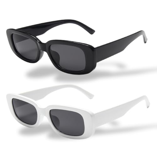 Gafas de sol rectangulares Protecci&oacute;n, 2 Pares Gafas De Sol Polarizadas para Mujer Hombre Retro Redondas...