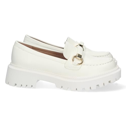 75455 Mocasin de Mujer, Comodo, con Suela Dentada, Antifaz con Detalle Metalico, sin Cierre, Ajustado al...