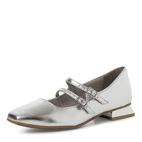 MARCO TOZZI Damen Ballerinas 2-22200-44, Zapatos Tipo Ballet Mujer, Plata, 39 EU