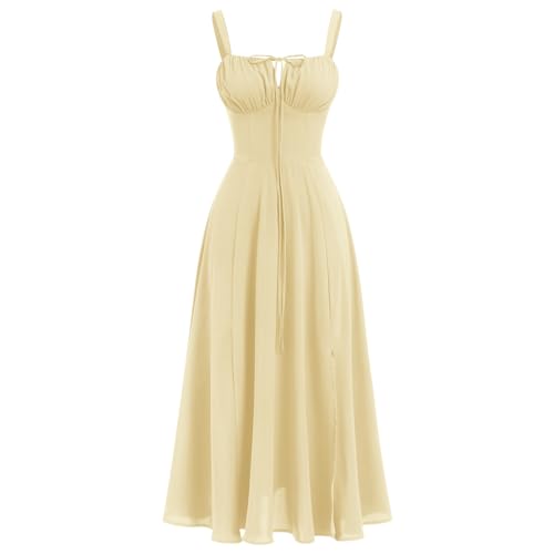 Odizli Vestido de verano sexy para mujer sin mangas con tirantes estilo boho con flores, largo con...
