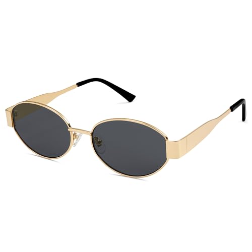 SOJOS Gafas de Sol Retro Mujer Hombre Metal Ovaladas de Moda Gafas de Sol Cl&aacute;sicas con Protecci&oacute;n UV400...