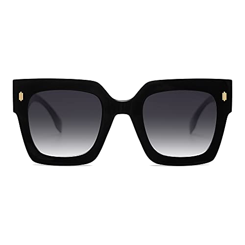 SOJOS Gafas de sol cuadradas de gran tama&ntilde;o vintage para mujeres, gafas de sol de lujo retro para...