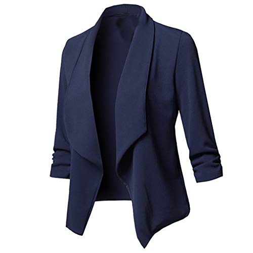 Blazers para mujer, ligero, ajustado, manga larga, chaqueta abierta, cuello alto, casual, trabajo,...