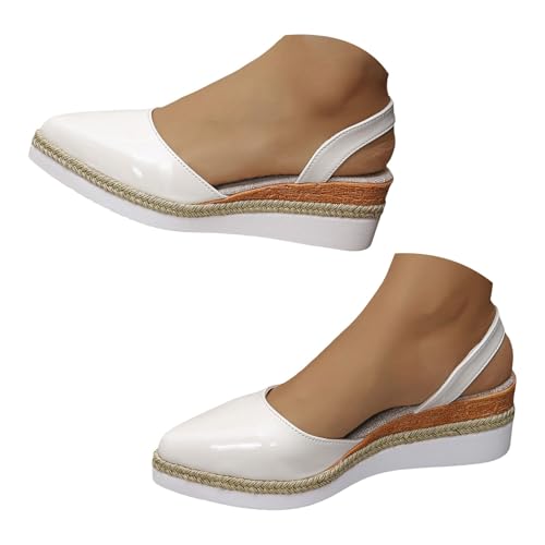 Sandalia de mujer con cu&ntilde;a alta alpargatas plataforma de punta cerradas sandalias de plataforma con...