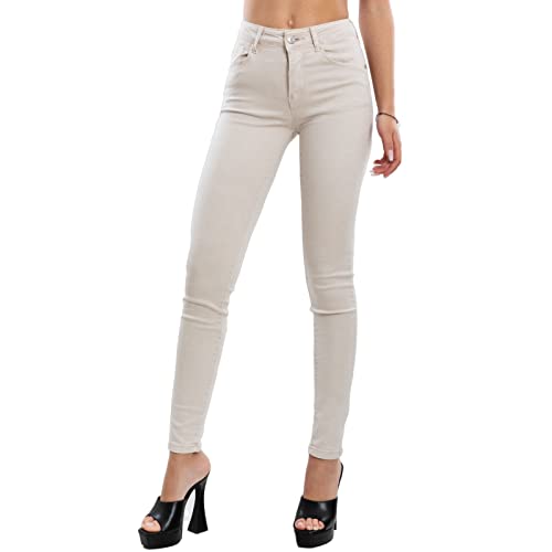 Toocool Vaqueros Mujer Pantalones Skinny Slim El&aacute;sticos Ajustados VI-8006, beige, S