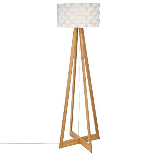 Atmosphera - L&aacute;mpara de pie 'Moki' - bamb&uacute; y blanco - A. 150 cm