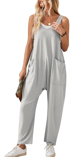 Maeau - Peto Algod&oacute;n Mujer Sueltos Mono con 2 Grandes Bolsillos Peto Pantal&oacute;n Largo Informal Recto Sin...