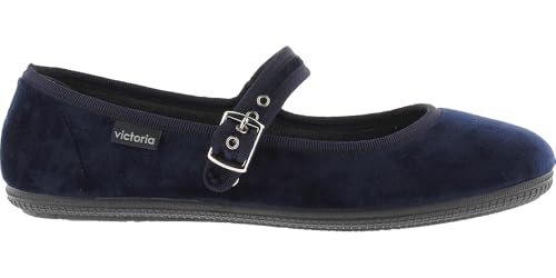 Victoria Oda Mercedes Terciopelo, Ballet Plano Mujer, Azul Marino, 39 EU