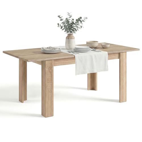 duehome | Mesa de Comedor Extensible, Mesa Rectangular, Modelo Sira, Acabado en Roble Canadian, Medidas:...