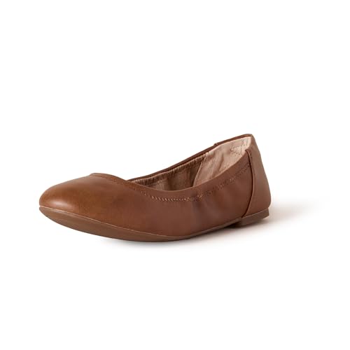 Amazon Essentials Bailarinas sin Cordones de Belice Mujer, Castaño Cuero de Imitación, 38.5 EU