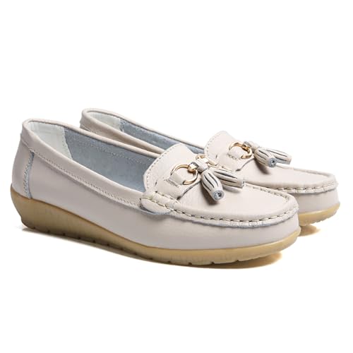 GMDLSK Mocasines para Mujer Casual Zapatos Mocasines Cl&aacute;Sicos de Cuero para Mujer Zapatos de Conducci&oacute;n...