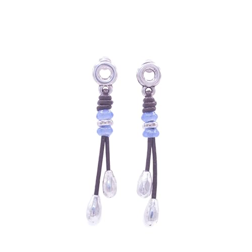 NILUXE DESIGN - Pendientes Mujer Plata - Pendientes de Cuero Estilo Boho Hippie - Ba&ntilde;ados en Plata...