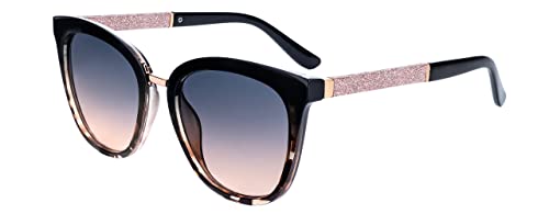 SQUAD Gafas de sol Para Mujer, Anteojos de sol Se&ntilde;ora Cuadradas Azul Rosa Degradado con purpurina rosa
