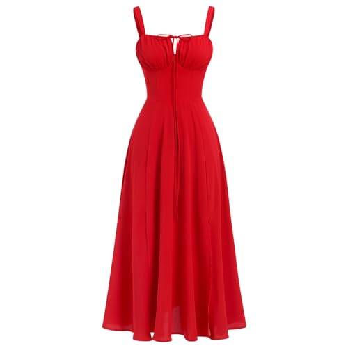 Odizli Vestido de verano sexy para mujer sin mangas con tirantes estilo Boho con flores, largo con...