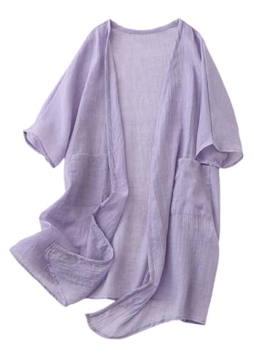 ORANDESIGNE Camisolas y Pareos para Mujer C&aacute;rdigans Kimono Lino Boho Chal Suelto Kimono Pareos Playa...